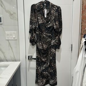 Topshop brown black and white fitted dress